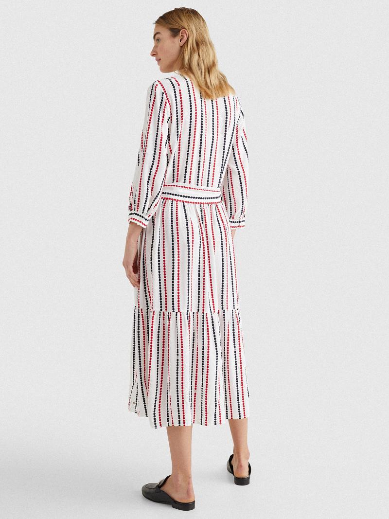 Női Tommy Hilfiger Dot Midi Shirtdress Dresses Stripes | HU 58UZG